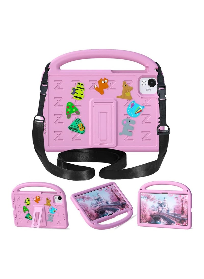 VKL Kids Case for Honor Pad X9a 11.5 inch 2025 Tablet [Kids Friendly] DIY Cute Cartoon Lightweight EVA Portable Handle Stand Shockproof Cover with Shoulder Strap (Pink) - Image 1