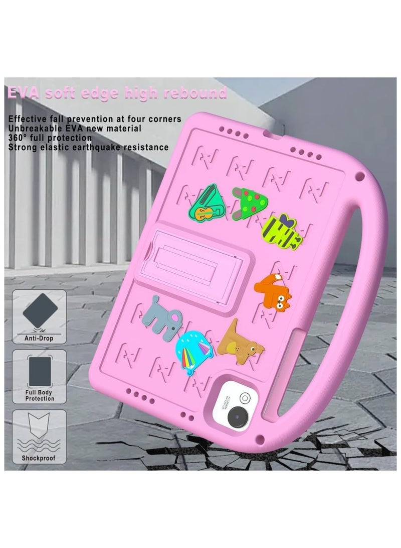 VKL Kids Case for Honor Pad X9a 11.5 inch 2025 Tablet [Kids Friendly] DIY Cute Cartoon Lightweight EVA Portable Handle Stand Shockproof Cover with Shoulder Strap (Pink) - Image 5