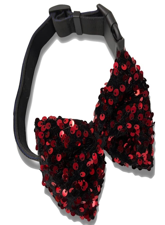 A+A Pets' Sequins Collar & Bow Tie Set for Dogs and Cats (L/XL, Red) - Image 1