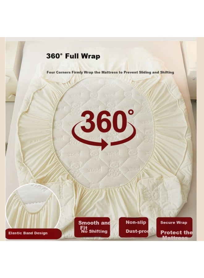 Yalu Mattress Cover, New Model, All-season Universal Mattress Protector, Fully Enclosed Bed Sheet, Milkshake White, 180*200cm - Image 1