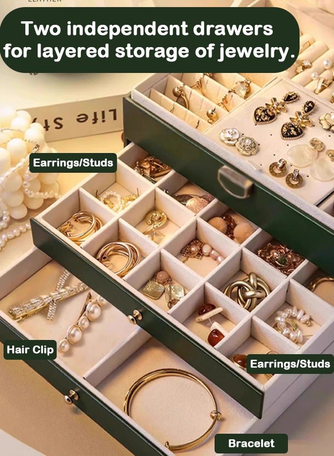 3-Layer Lockable Jewelry Organizer in Brown: Ideal for Neatly Storing Necklaces, Earrings, Bracelets and Rings(Brown) - Image 4