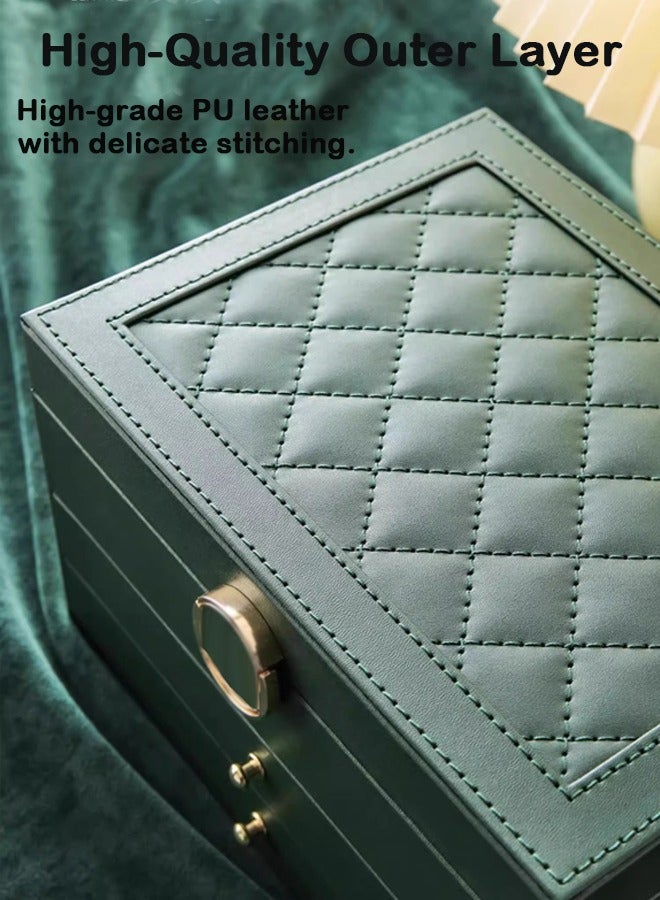 3-Layer Lockable Jewelry Organizer in Brown: Ideal for Neatly Storing Necklaces, Earrings, Bracelets and Rings(Brown) - Image 3