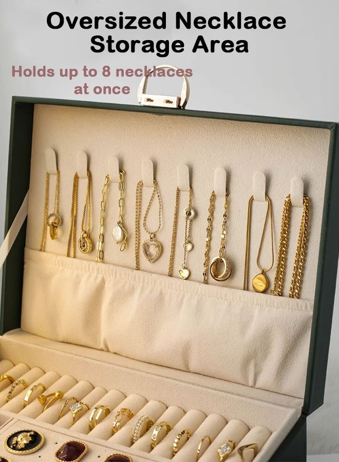 3-Layer Lockable Jewelry Organizer in Brown: Ideal for Neatly Storing Necklaces, Earrings, Bracelets and Rings(Brown) - Image 5