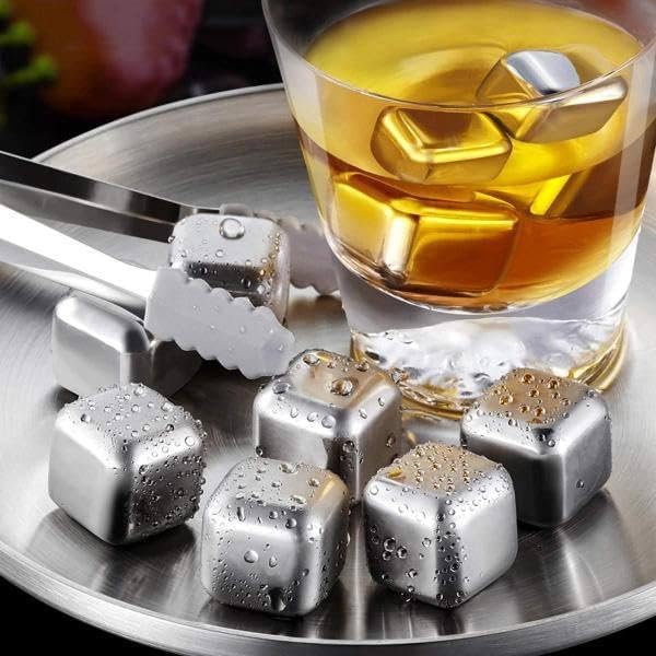 TERXA Reusable Stainless Steel 6 Ice Cube Freezer Storage Tray Frozen Ice Container for Chilling WhiskeyCold DrinkWine Rocks with Tong Kitchen Tool Accessories Set of 1Multicolor - Image 2