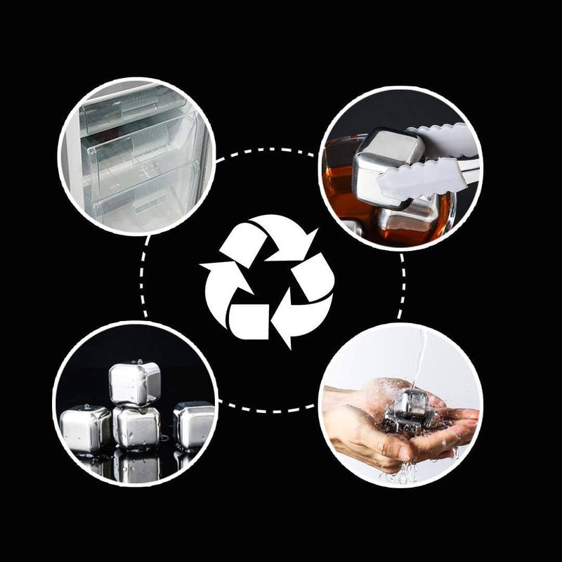 TERXA Reusable Stainless Steel 6 Ice Cube Freezer Storage Tray Frozen Ice Container for Chilling WhiskeyCold DrinkWine Rocks with Tong Kitchen Tool Accessories Set of 1Multicolor - Image 5