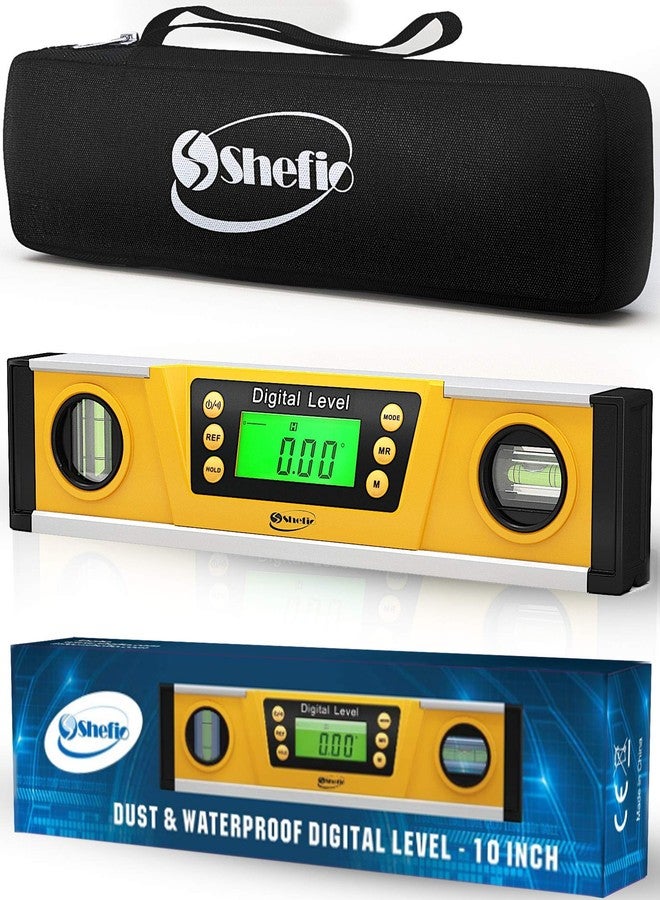 Shefio Digital Level - 10 Inch Torpedo Level And Protractor, Bright Lcd Display, Audio Indicator, Magnetic Base - Includes Batteries And Case - Image 1
