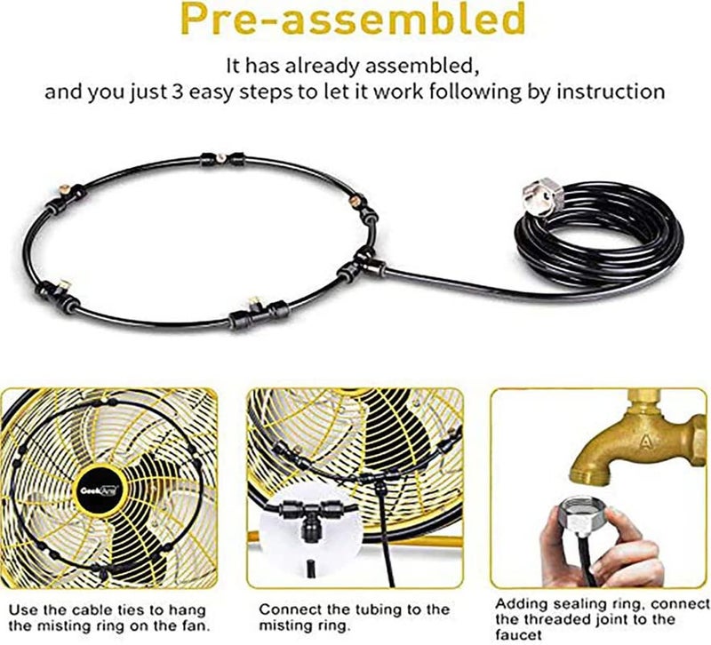 DIY Crafts 3 Pcs Head Mist Set Included Pipe Tap Connector Accessory Fan Misting Kit Convert Connects Fan Water Mister Coo 3 Pcs Head Mist Set Included Pipe Tap Connector Accessory - Image 5