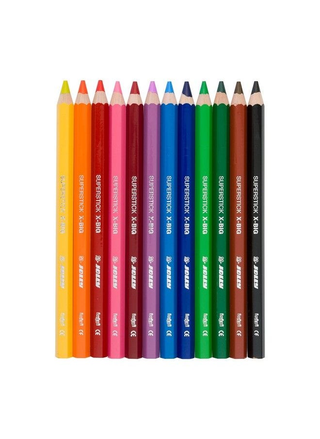 JOLLY - X Big Jumbo Colored Pencils; Set Of 24 (2 Pack Of 12) Perfect For Special Needs Art Therapy And Early Learners Multicolor - Image 1