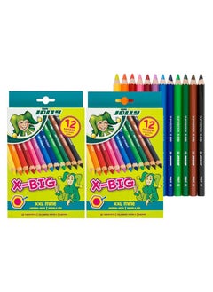 X Big Jumbo Colored Pencils; Set Of 24 (2 Pack Of 12) Perfect For Special Needs Art Therapy And Early Learners Multicolor