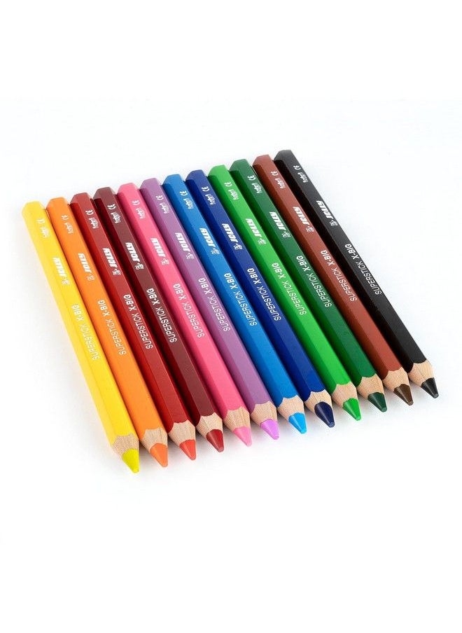 JOLLY - X Big Jumbo Colored Pencils; Set Of 24 (2 Pack Of 12) Perfect For Special Needs Art Therapy And Early Learners Multicolor - Image 1