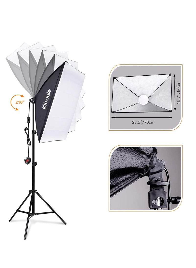 Kiboule Softbox Lighting Kit Photography Studio Light with 50cmX70cm Reflector and 3 Colors Temperature 85W Bulb with Remote Professional Photo Studio Equipment for Portrait Video - Image 3