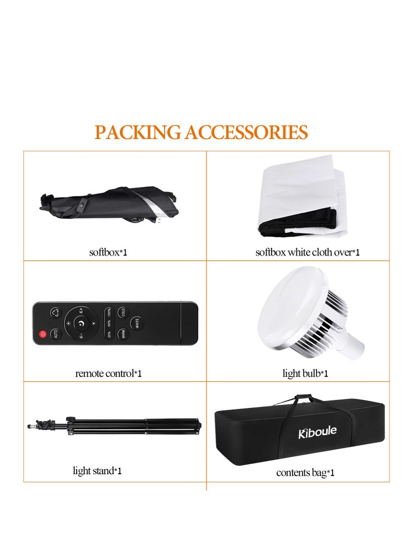 Kiboule Softbox Lighting Kit Photography Studio Light with 50cmX70cm Reflector and 3 Colors Temperature 85W Bulb with Remote Professional Photo Studio Equipment for Portrait Video - Image 4