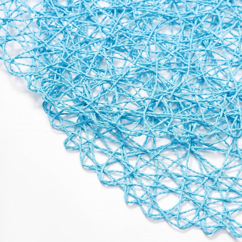 IcosaMro Sky Blue Round Placemats Set of 6 for Dining Table 15 Inch Paper Woven Boho Decorative Circle Place Mat for Wedding Christmas Thanksgiving Day Holiday Dinner 15 Inch Sky Blue - Image 3