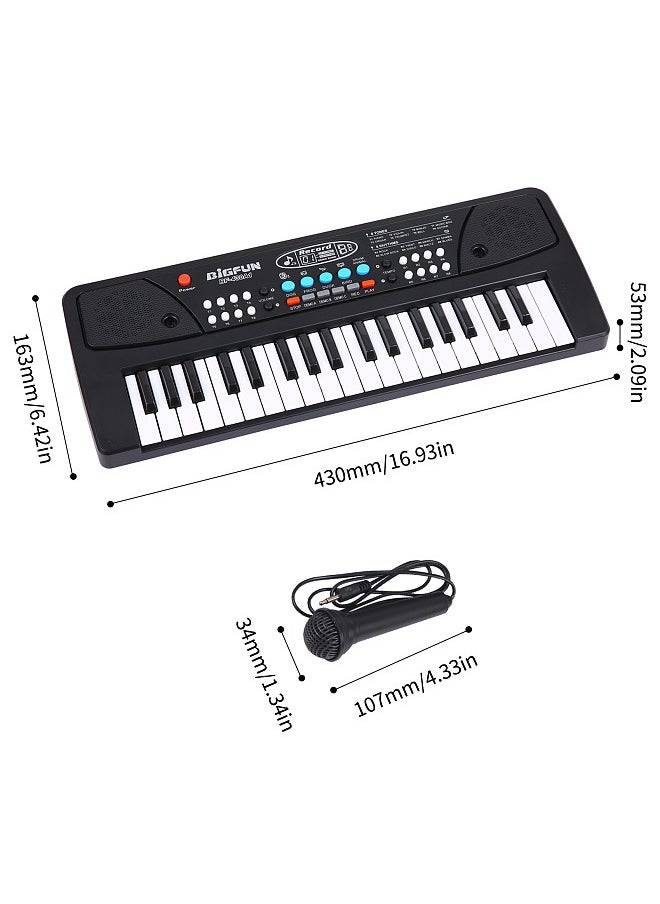 BIGFUN 37 Keys USB Electronic Organ Kids Electric Piano with Microphone Black Digital Music Electronic Keyboard Built-in Stereo Speakers with 8 Tones 8 Rhythms 6 Demo Songs 4 Percussion Kids Gift Musical Instrument  - Image 2