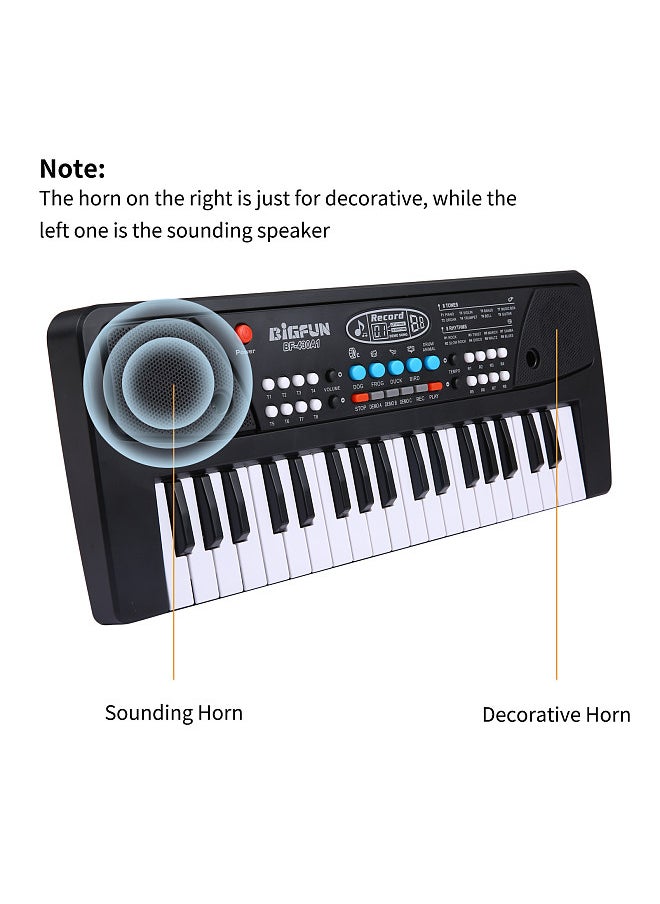 BIGFUN 37 Keys USB Electronic Organ Kids Electric Piano with Microphone Black Digital Music Electronic Keyboard Built-in Stereo Speakers with 8 Tones 8 Rhythms 6 Demo Songs 4 Percussion Kids Gift Musical Instrument  - Image 1