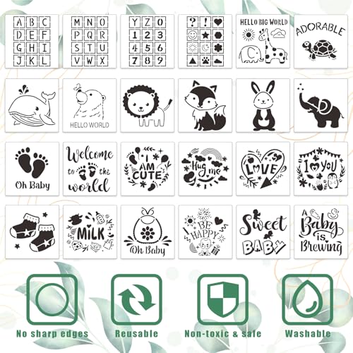 SytuHete 69 Pcs Baby Bib Bodysuit Set - Baby Shower Game Sign, Feeder Bib, Newborn Bodysuit, Fabric Marker - Image 3