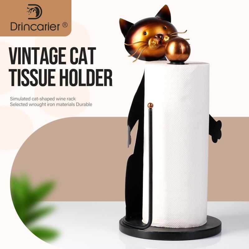 Drincarier Cat Paper Towel Holder Countertop, Farmhouse Paper Towel Holder Stand For Kitchen Roll Organize,Paper Towel Holder For Kitchen Dining Table Home Decor - Image 2