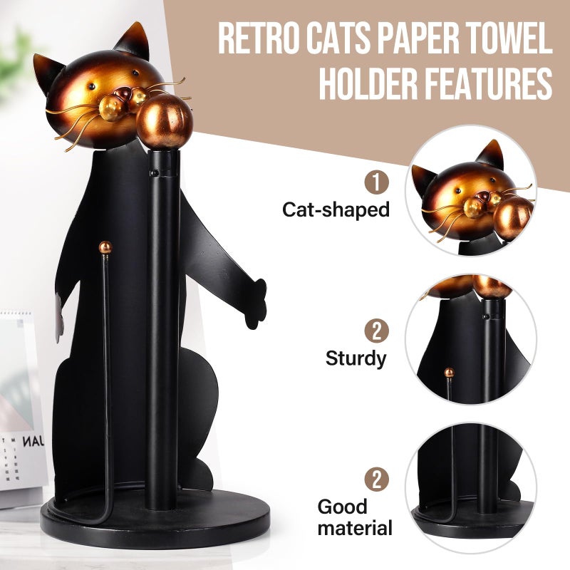 Drincarier Cat Paper Towel Holder Countertop, Farmhouse Paper Towel Holder Stand For Kitchen Roll Organize,Paper Towel Holder For Kitchen Dining Table Home Decor - Image 5