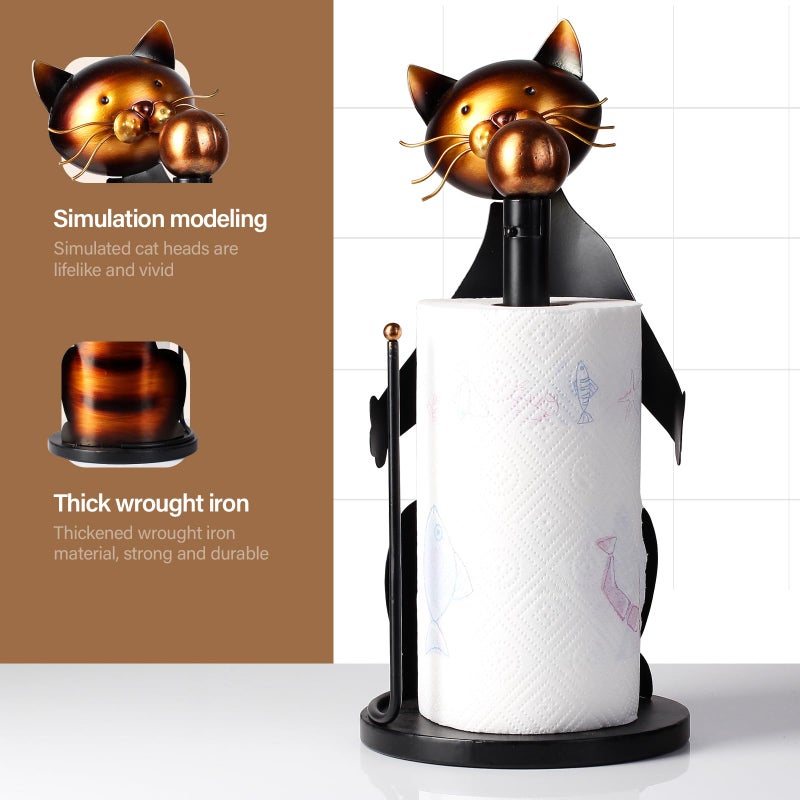 Drincarier Cat Paper Towel Holder Countertop, Farmhouse Paper Towel Holder Stand For Kitchen Roll Organize,Paper Towel Holder For Kitchen Dining Table Home Decor - Image 3