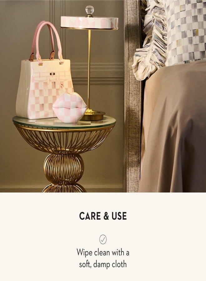 mackenzie childs MACKENZIE-CHILDS Ceramic Kiss Me Box, Decorative Storage Box for Home Use, Pink-and-White Rosy Lips - Image 5