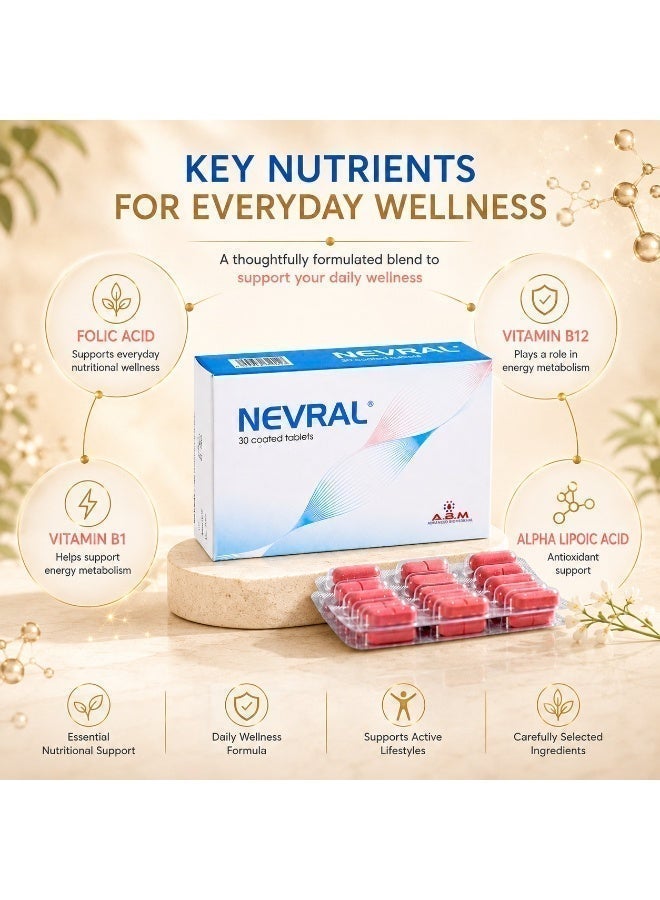 ABM Nevral Natural Vitamin B1 & B12 Supplements for Neuropathic Pain | Highly Effective Antioxidant & Anti-inflammatory Tablets with Alpha Lipoic & Folic Acid | Neuropathy Nerve Pain Relief Support Supplement - 30 Tablets - Image 5