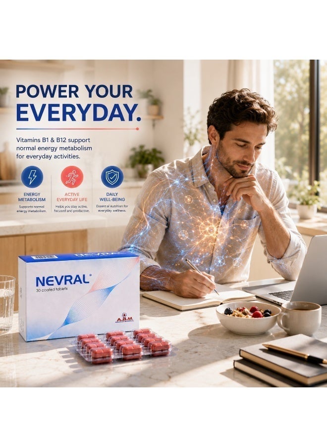 ABM Nevral Natural Vitamin B1 & B12 Supplements for Neuropathic Pain | Highly Effective Antioxidant & Anti-inflammatory Tablets with Alpha Lipoic & Folic Acid | Neuropathy Nerve Pain Relief Support Supplement - 30 Tablets - Image 4