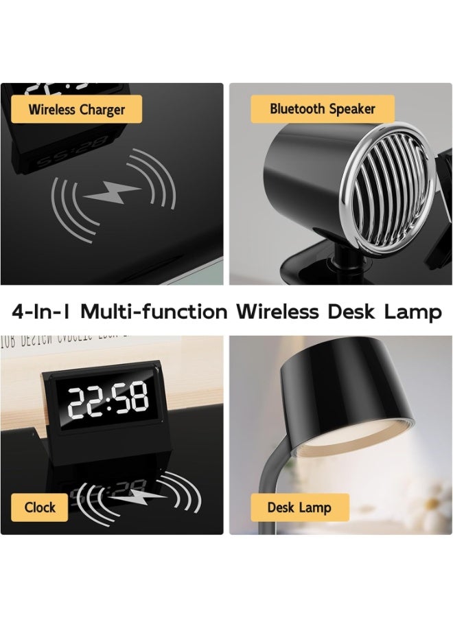 Desk Lamp with Wireless Charging, Dimmable LED, Bluetooth Speaker & Alarm Clock, Touch Control - Image 4