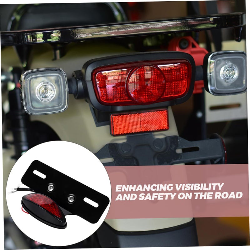 Alipis Retro Motorcycle Tail Light With Brake Function Led Stop Light And License Plate Bracket For Enhanced Visibility And Safety Black - Image 4