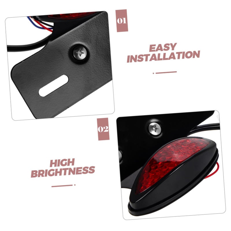 Alipis Retro Motorcycle Tail Light With Brake Function Led Stop Light And License Plate Bracket For Enhanced Visibility And Safety Black - Image 5