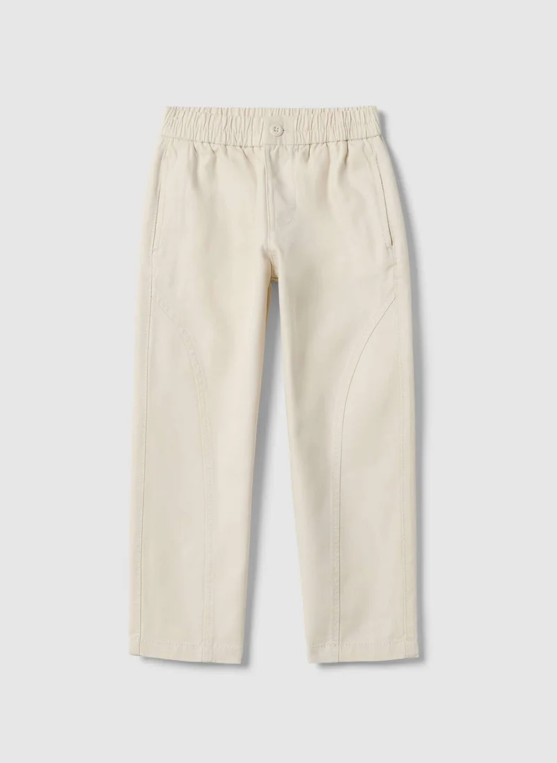 Ovs OVS Kids' Beige Regular Fit Pure Cotton Trousers