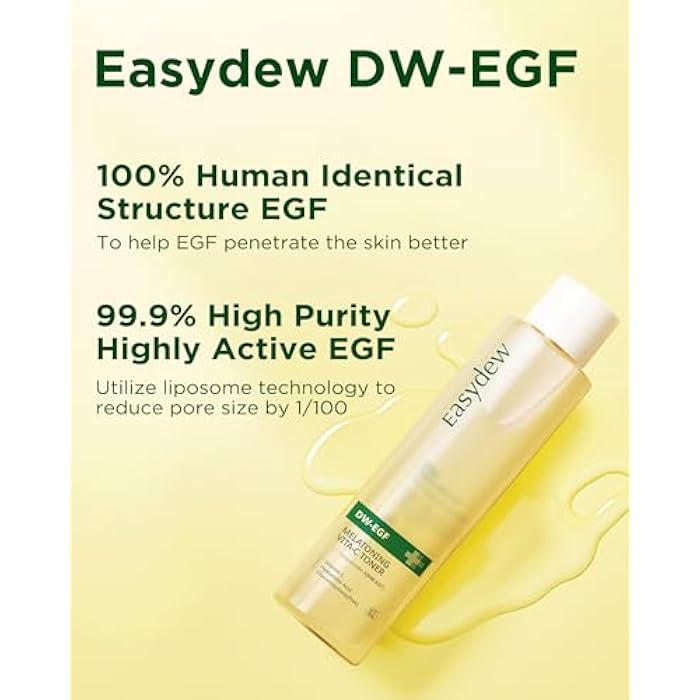 EASYDEW DW-EGF Peptide M Vita-C Toner – Revitalizing Exfoliating Hydrating Toner for Sensitive Skin with Glutathione, Vitamin C, Niacinamide and PHA - Skin Softening & Clearing Booster, 5.07 fl.oz. - Image 5