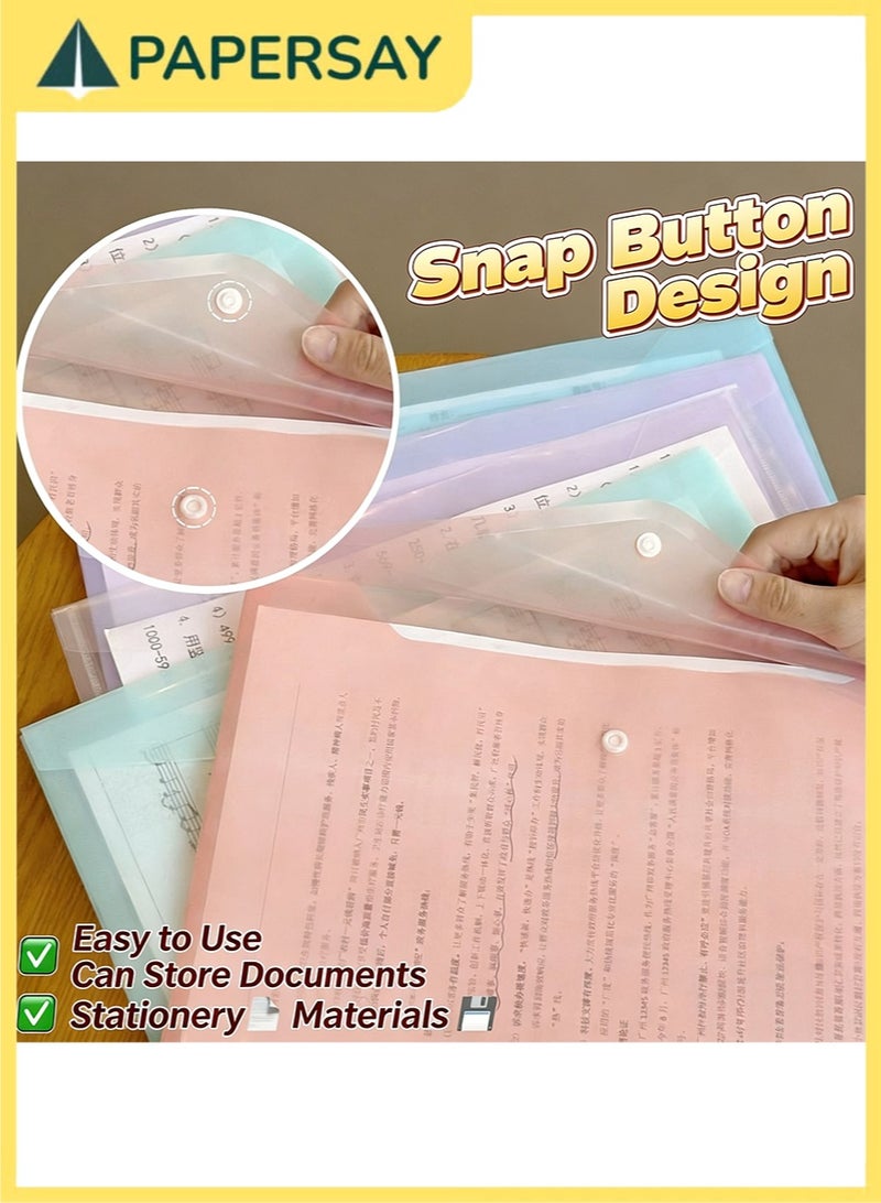 PAPERSAY 10 pack Clear Multicolored Document Folders,A4 Multicolored Filing Envelopes, Waterproof File Holder with Snap Button Closure, for School, Home, Office Stationery Tools - Image 4