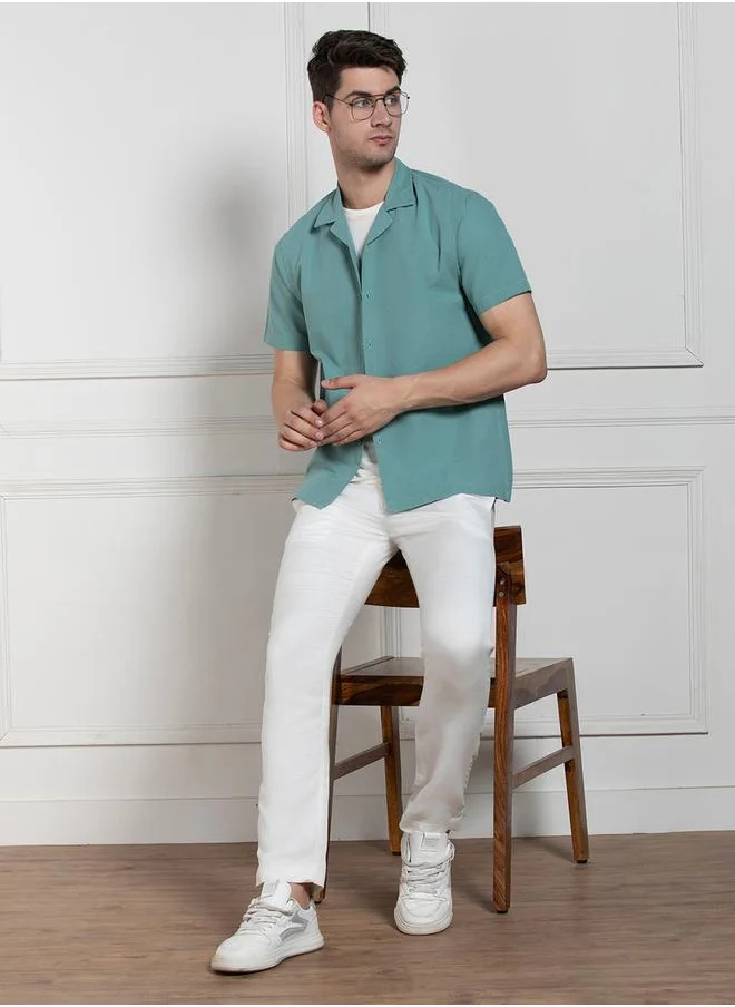 Dennis Lingo Solid Casual Shirt with Button Placket by Styli