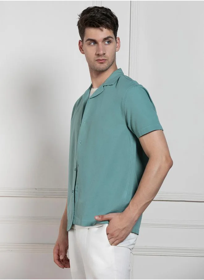 Dennis Lingo Solid Casual Shirt with Button Placket by Styli