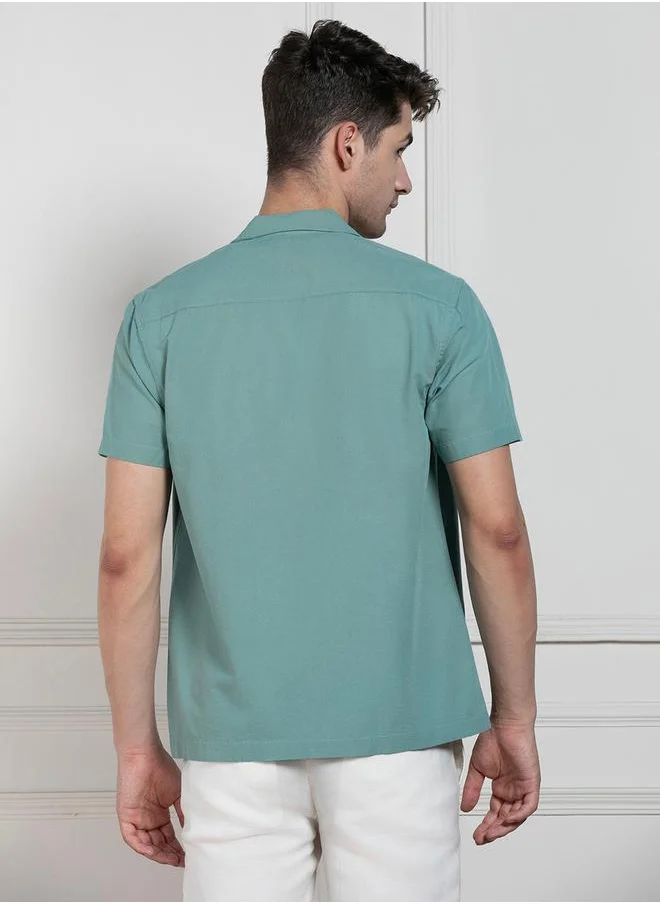 Dennis Lingo Solid Casual Shirt with Button Placket by Styli
