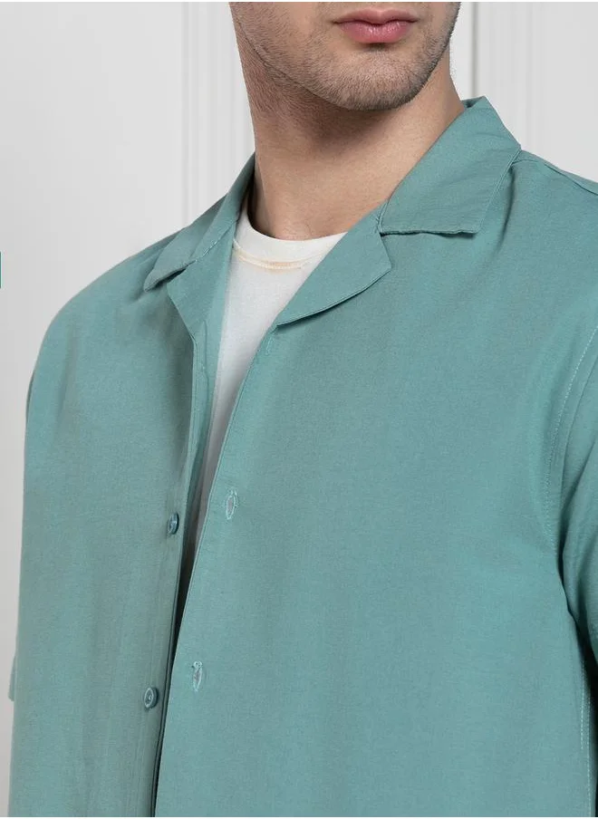 Dennis Lingo Solid Casual Shirt with Button Placket by Styli