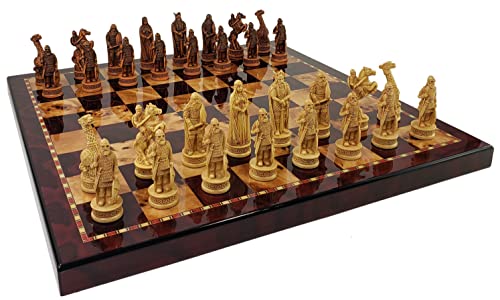 HPL Antique Ivory Brown Norse Viking Chess Set with 18 inch Cherry Color Board - Image 5