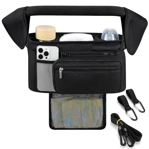 Accmor Universal Stroller Organizer with Insulated Cup Holder Detachable Phone Bag and Shoulder StrapStroller Bag Caddy Organizer Fits for Uppababy Baby Jogger Britax Strollers - Image 3