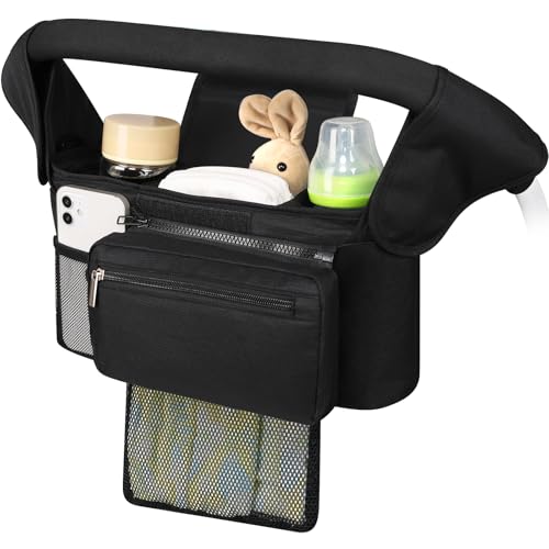 Accmor Universal Stroller Organizer with Insulated Cup Holder Detachable Phone Bag and Shoulder StrapStroller Bag Caddy Organizer Fits for Uppababy Baby Jogger Britax Strollers - Image 1
