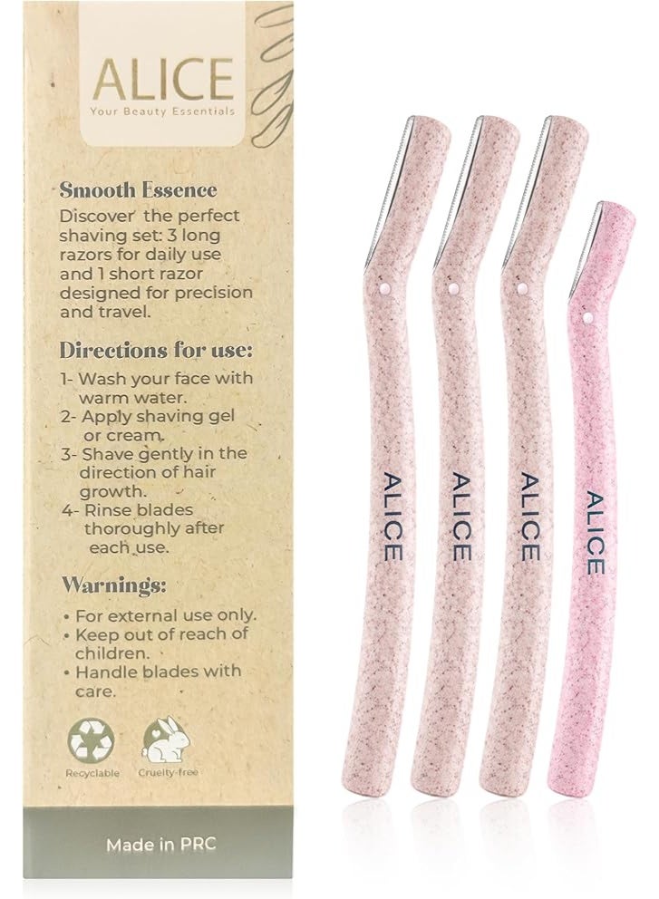 Alice Ladies Razor Set – 4 Pieces Facial Hair Removal & Dermaplaning Tool - Image 4