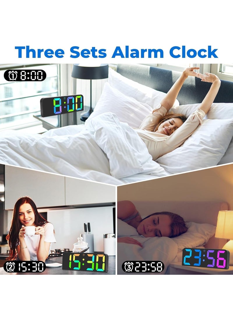 DUNISO - Large Digital Wall Clock, RGB Colorful Digital Clock, With 12/24Hr, Brightness/Date/Temperature/Night Light Gym Clocks For Living Room Bedroom Office - Image 1