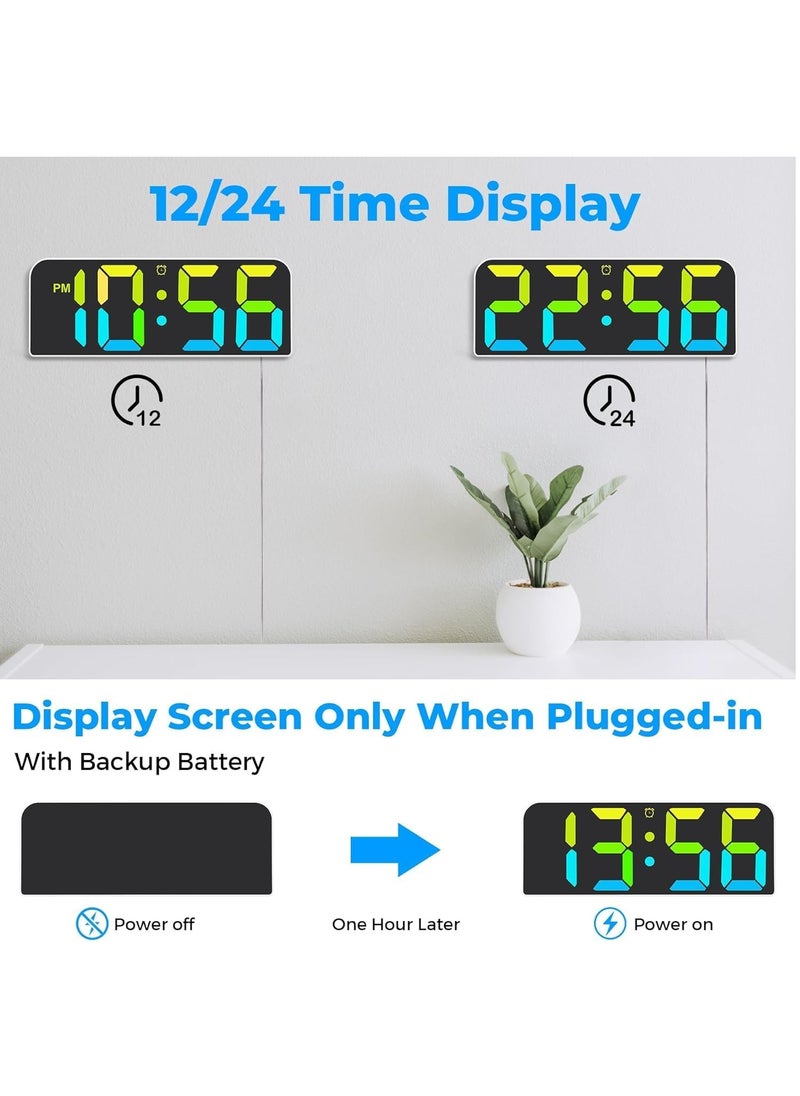 DUNISO - Large Digital Wall Clock, RGB Colorful Digital Clock, With 12/24Hr, Brightness/Date/Temperature/Night Light Gym Clocks For Living Room Bedroom Office - Image 1