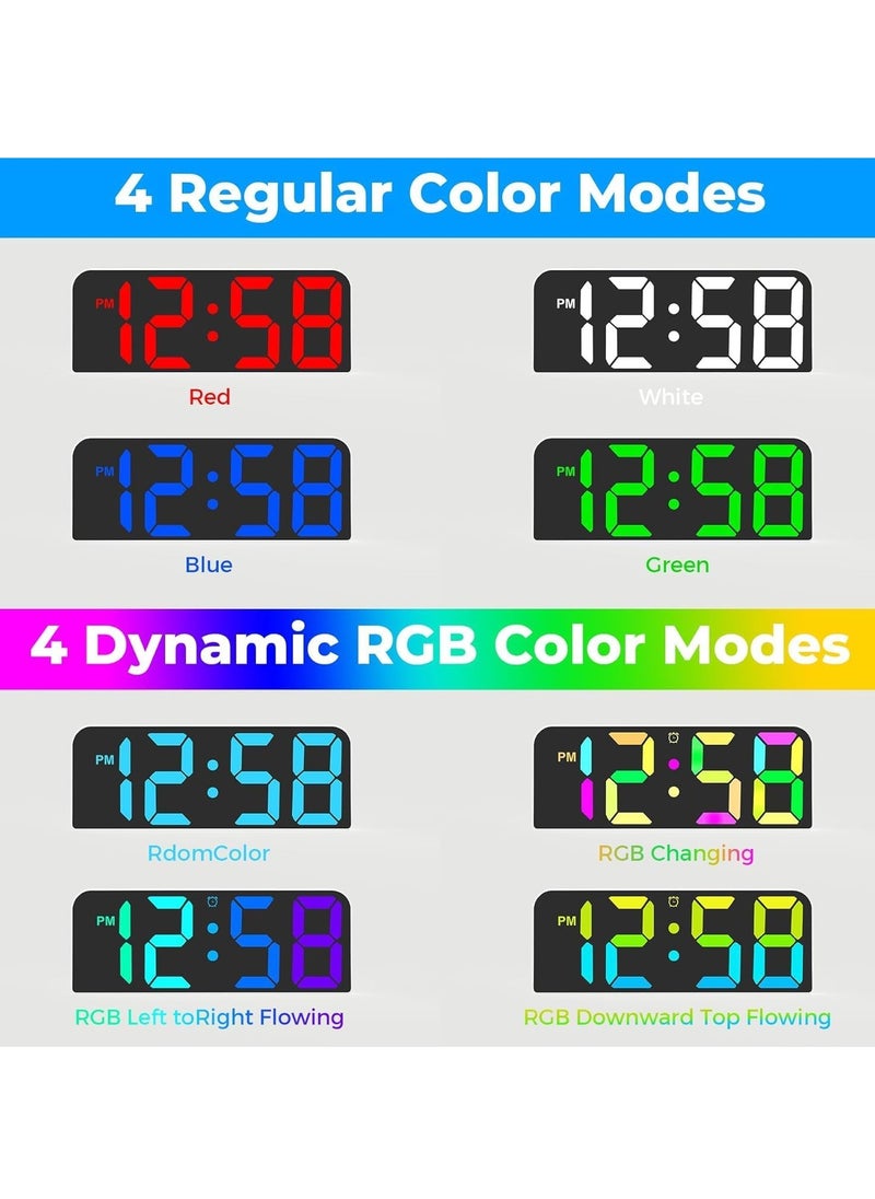 DUNISO - Large Digital Wall Clock, RGB Colorful Digital Clock, With 12/24Hr, Brightness/Date/Temperature/Night Light Gym Clocks For Living Room Bedroom Office - Image 1