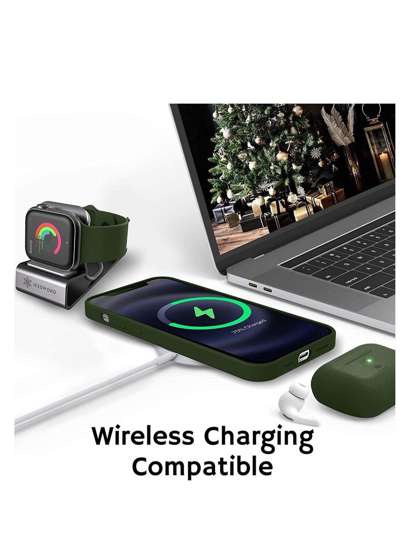 iPhone 14 Pro Max Case Dark Green, Thin Liquid Silicone Shockproof Phone Case Cover, Deep Forest Green, Gel Rubber Drop Protective 6.7" [Soft Anti-Scratch Microfiber Lining] 14PM-Dark Green
