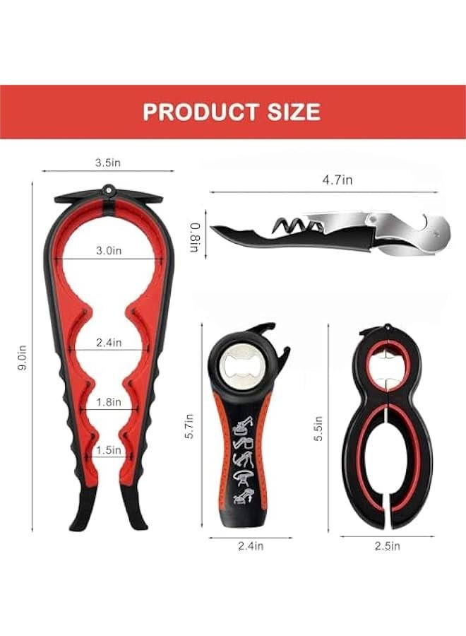 هوكور Zuelnote Jar Opener for Weak Hands, Seniors with Arthritis, Multi Function Bottle Opener Lid Opener For Arthritic Hands with Non Slip Rubber Jar opener Gripper Pad and Corkscrew Wine Opener (black) - Image 2