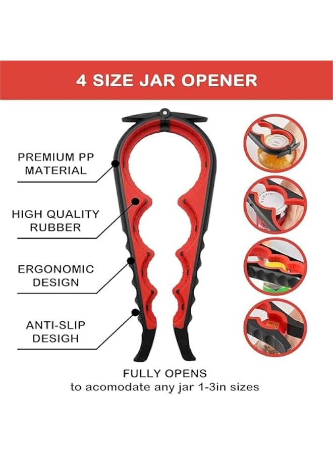 هوكور Zuelnote Jar Opener for Weak Hands, Seniors with Arthritis, Multi Function Bottle Opener Lid Opener For Arthritic Hands with Non Slip Rubber Jar opener Gripper Pad and Corkscrew Wine Opener (black) - Image 3