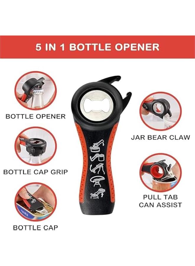 هوكور Zuelnote Jar Opener for Weak Hands, Seniors with Arthritis, Multi Function Bottle Opener Lid Opener For Arthritic Hands with Non Slip Rubber Jar opener Gripper Pad and Corkscrew Wine Opener (black) - Image 4