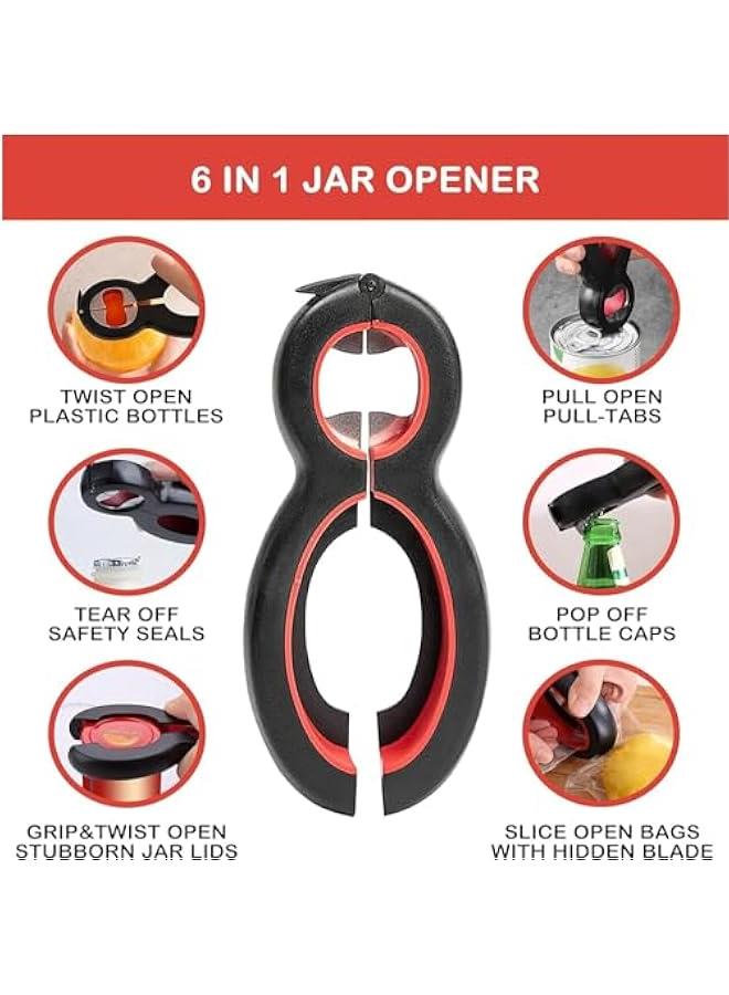 هوكور Zuelnote Jar Opener for Weak Hands, Seniors with Arthritis, Multi Function Bottle Opener Lid Opener For Arthritic Hands with Non Slip Rubber Jar opener Gripper Pad and Corkscrew Wine Opener (black) - Image 5