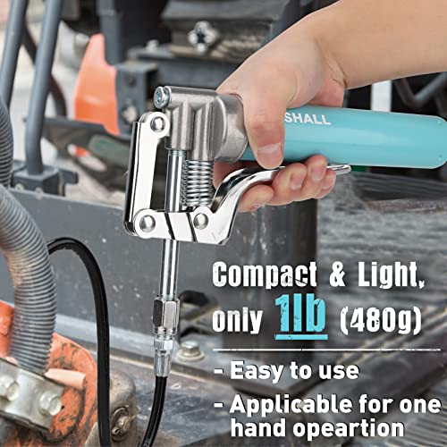 SHALL Mini Grease Gun, Small Grease Gun Kit (3.52OZ Capacity, 3000PSI) with 2PCS 4-Jaw couplers, Sharp Nozzle, Extension Adapter, 3OZ Cartridge Grease, Reinforced PVC Glove & Zerk Fitting Cleaner - Image 4