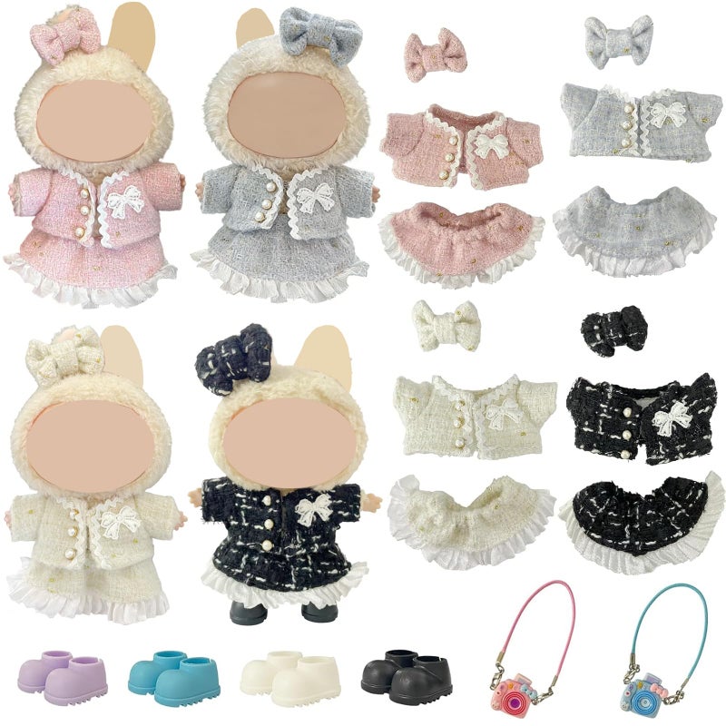 Ezcora Clothes for Doll 4 Pack Clothes for 17cm Doll Include Pairs of Shoes Perfect for Play Display Doll Outfits Accessories for Collectors No Dolls Elegant Tweed Dress - Image 3